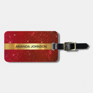 Personalized Red Glitter Golden Luggage Tag