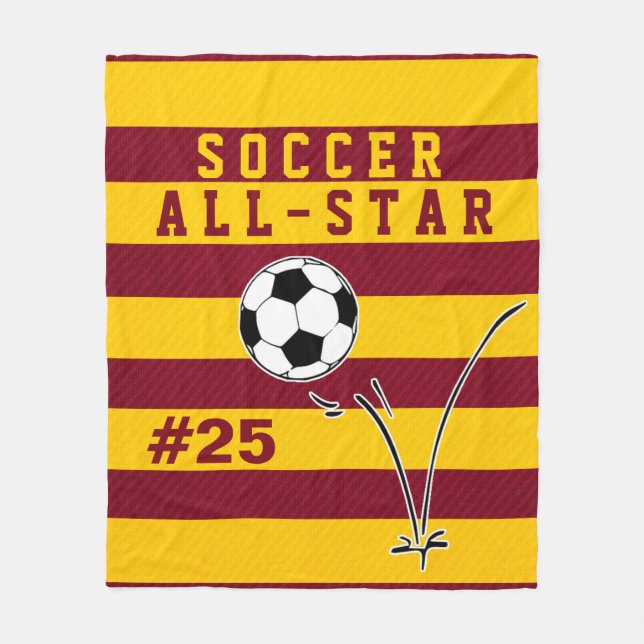Personalized Red & Gold SOCCER Blanket (Front)