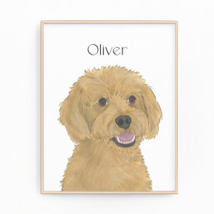 Personalized Red Golden Apricot Doodle Art Photo Print