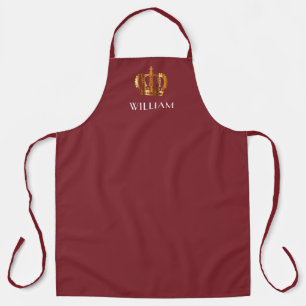 Personalized Red Golden Crown Apron