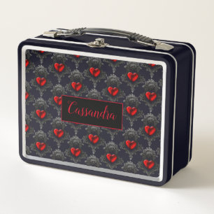 Personalized Red Goth Heart Metal Lunch Box