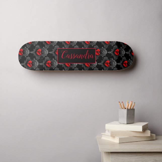 Personalized Red Goth Heart Skateboard (Wall Art (Horz))