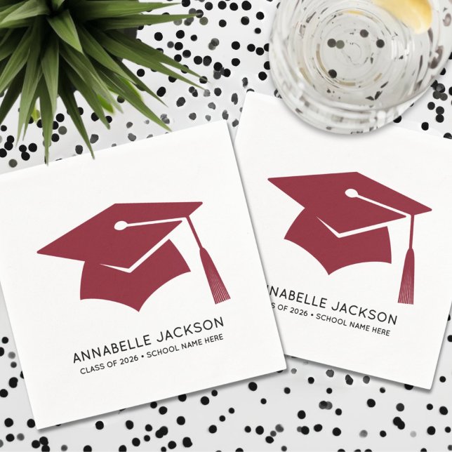 Personalized Red Graduation Napkin (Personalized Red Graduation Napkins)