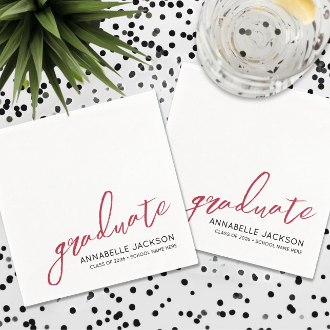 Personalized Red Graduation Napkins (Personalized Red Graduation Napkins)