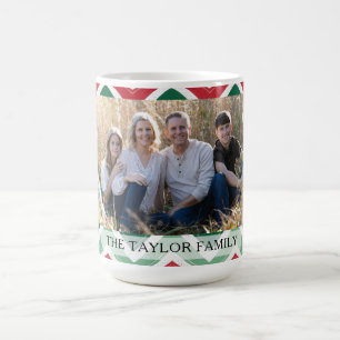 Personalized Red Green Chevron Photo Family Coffee Mug