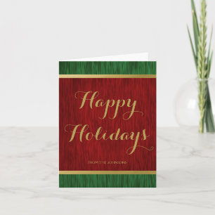 Personalized Red Green Gold Elegant Holiday Card