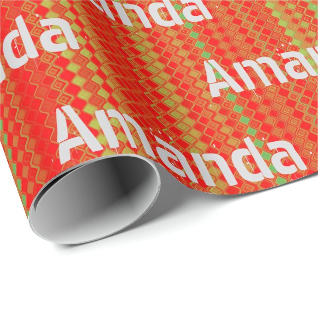 Personalized Red Green Gold Striped Wrapping Paper (Roll Corner)