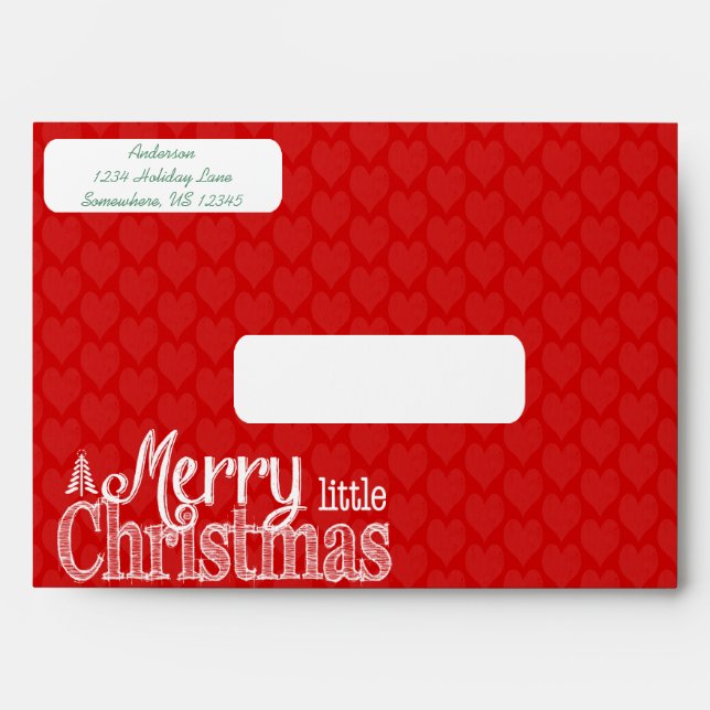 Personalized Red Green Holly Happy little Holiday Envelope (Front)