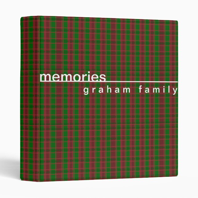 Personalized Red Green Plaid Memory Binder (Front/Spine)