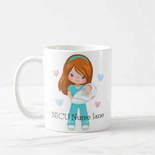 Personalized Red Hair NICU Nurse with Baby Coffee Mug