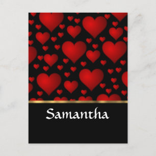Personalized red heart collage postcard