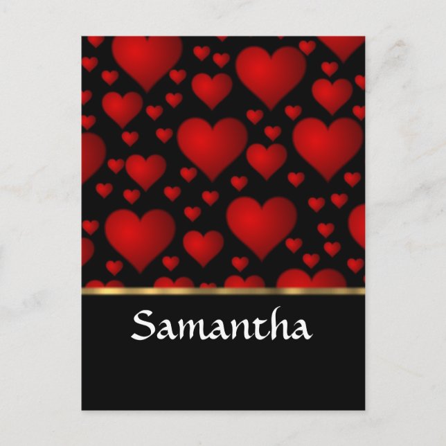 Personalized red heart collage postcard (Front)