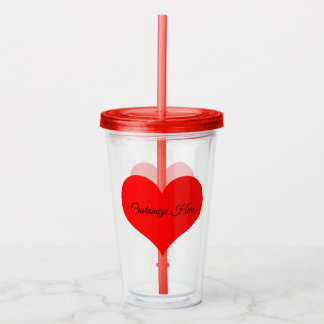 Personalized Red Heart Design Acrylic Tumbler