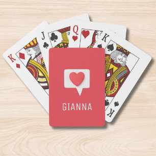 Personalized Red Heart Love Name Playing Cards