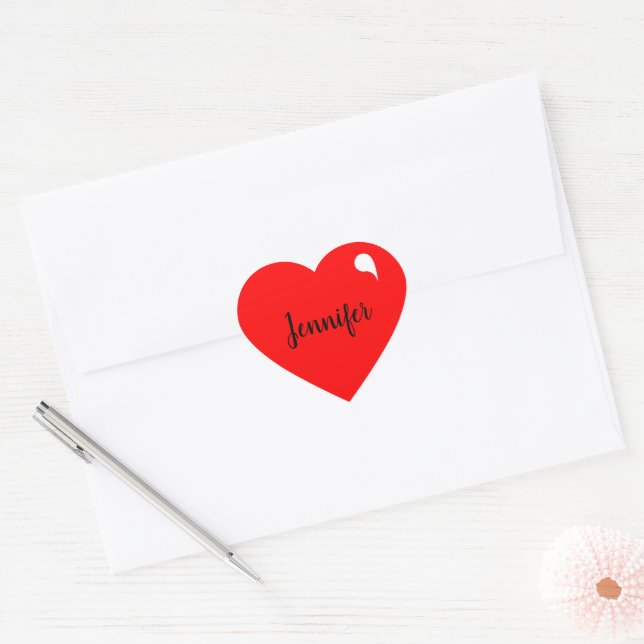 Personalized Red Heart Name Stickers (Envelope)