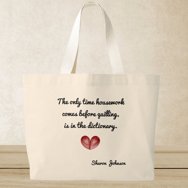 Personalized Red Heart Quilling Quote, Jumbo Tote (Creator Uploaded)