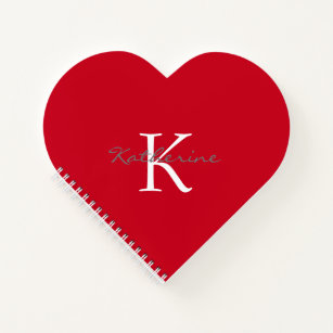 Personalized Red Heart Shaped  Notebook