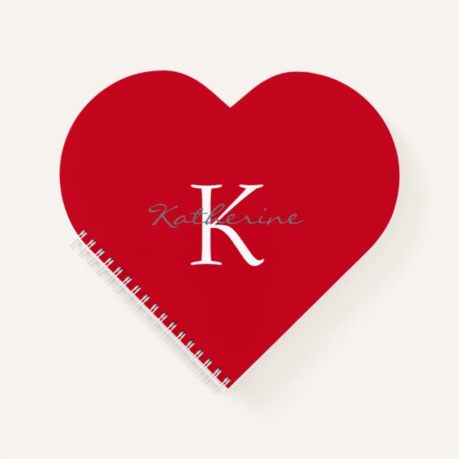 Personalized Red Heart Shaped  Notebook (Front)