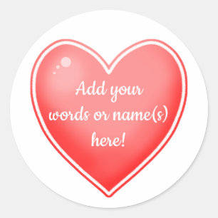 Personalized Red Heart Stickers