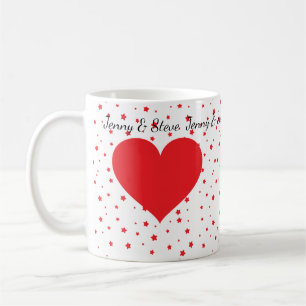 Personalized red heart Valentine's Day coffee mug