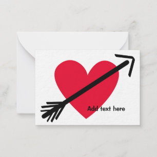 Personalized Red Heart with Arrow Valentine's Day Note Card