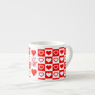 Personalized Red Hearts Custom Text Espresso Cup