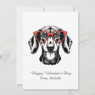Personalized Red Hearts Dachshund Valentine's Day Holiday Card