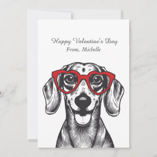 Personalized Red Hearts Dachshund Valentine's Day  Holiday Card