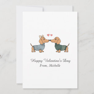 Personalized Red Hearts Dachshund Valentine's Day Holiday Card