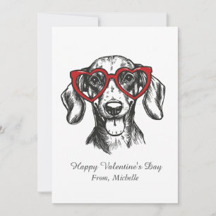 Personalized Red Hearts Dachshund Valentine's Day Holiday Card