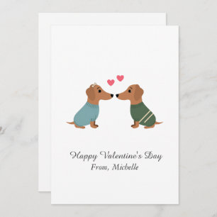 Personalized Red Hearts Dachshund Valentine's Day  Holiday Card