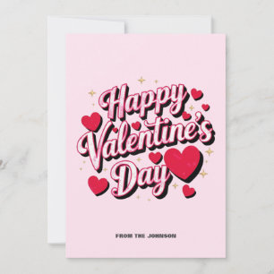 Personalized Red Hearts Happy Valentine's Day Pink Holiday Card
