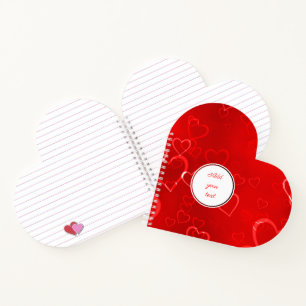 Personalized Red Hearts Pattern Notebook