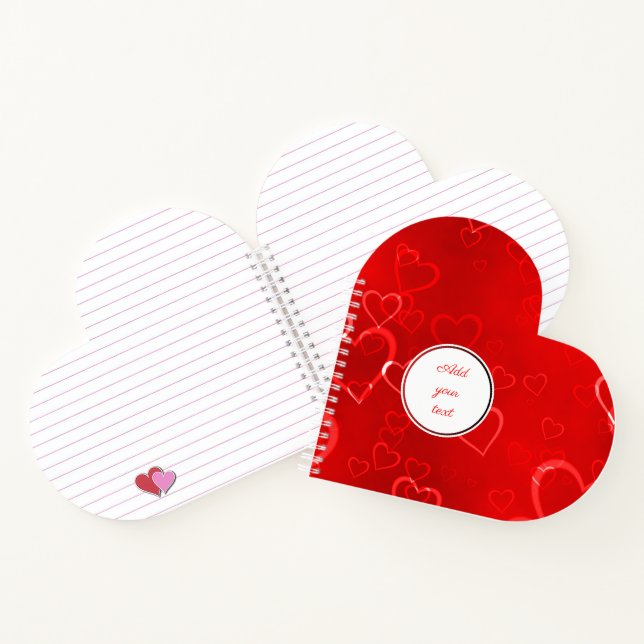 Personalized Red Hearts Pattern Notebook (Inside)