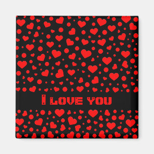 Personalized Red Hearts Pattern on black Magnet