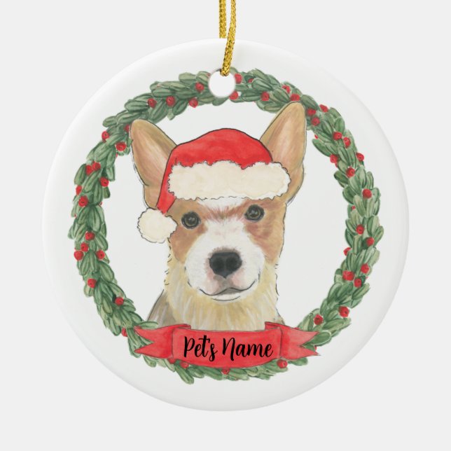 Personalized Red Heeler Cattledog Ceramic Ornament (Front)