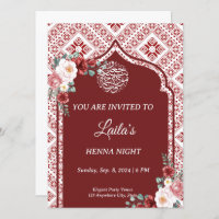 Personalized Red Henna Night Invitation