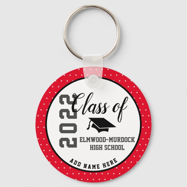 Personalized Red High School Senior Class 2022 Keychain (Front)