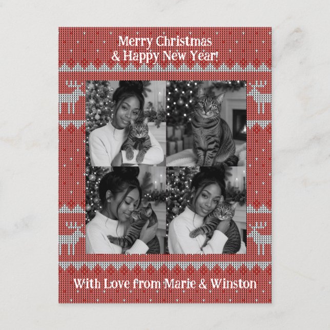 Personalized Red Holiday Card (Front)