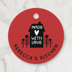 Personalized Red Homemade With Love Favour Tags