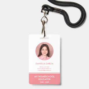 Personalized Red Homeschool Teacher ID Badge