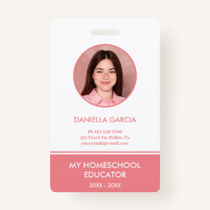 Personalized Red Homeschool Teacher ID Badge
