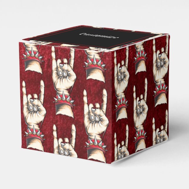 Personalized Red Horns Up  Favor Box (Front Side)
