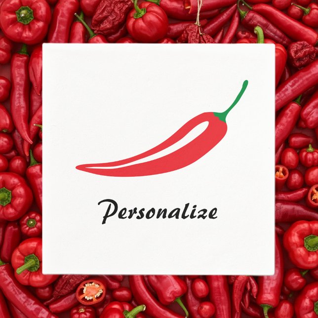 Personalized red hot chili pepper paper napkins (red chili pepper nakpins)