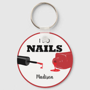 Personalized Red I Do Nails(Nail Technician) Keychain
