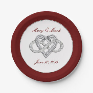 Personalized Red Infinity Heart 7” Paper Plate