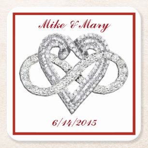 Personalized Red Infinity Heart Paper Coaster