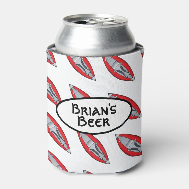 Personalized Red Inflatable Kayak Can Cooler (Can Front)