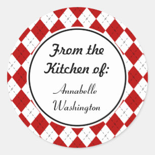 Personalized Red Kitchen Baking Stickers