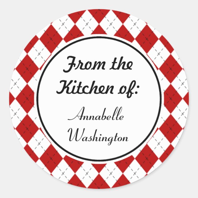 Personalized Red Kitchen Baking Stickers (Front)